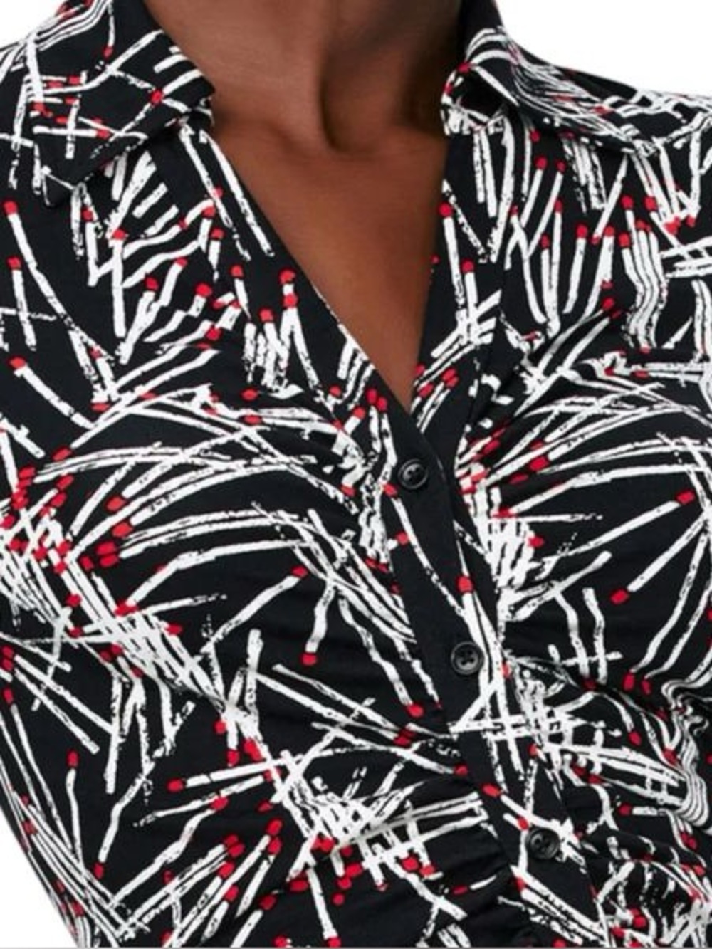 Diane Von Furstenberg DVF Sheska Dress Black, White & Red Print Dress Sz 14 - Picture 3 of 8